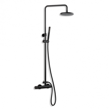 ELETTA CHESTER shower with faucet column 2 outputs Black Brushed