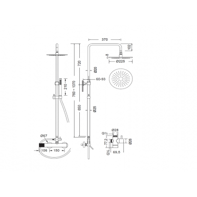 ELETTA TECNO shower with faucet column 2 outputs chrome
