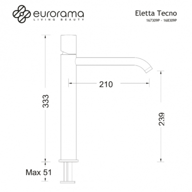 ELETTA TECNO washbasin faucet inox finish 167309P-110