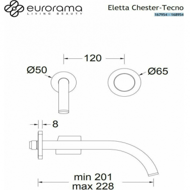 ELETTA CHESTER wall mounted washbasin faucet Black Brushed