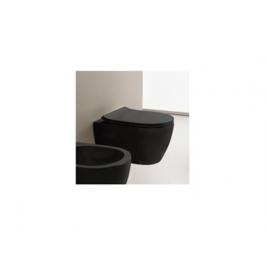 MOON Clean Flush rimless λεκάνη κρεμαστή ardesia μαύρη  μάτ 50.5cm