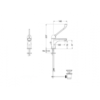 KLINT μπαταρία νιπτήρος με επιμήκη λεβιέ 142310XL-100