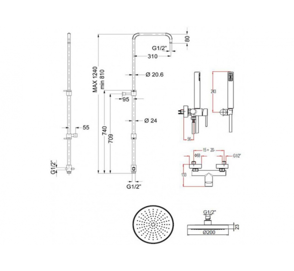 TONDA BLACK MATT faucer showerhead 145065-400 SHOWER COLUMNS