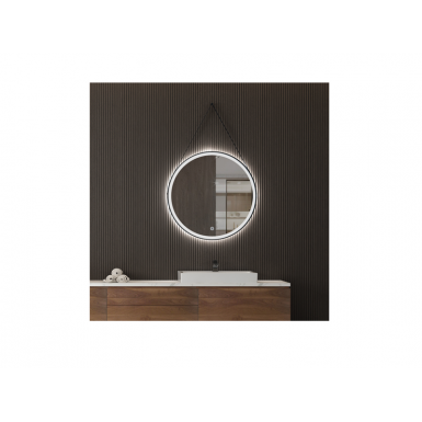 FLY 60 MIRROR WITH BLACK FRAME AND LED Ø60