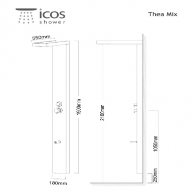 THEA MIX thermostatic shower column 2 outlets wall mounted outdoor area