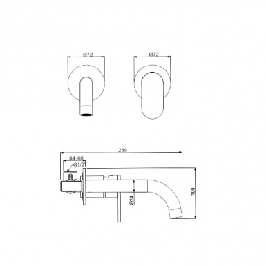 SLIM BLACK MAT wall washbasin faucet 500045-400