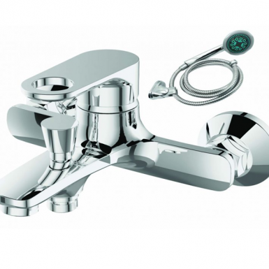OPEN FAUCET OF BATH WITH SPIRAL TELEPHONE AND SUPPORT