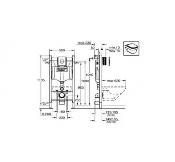 BUILT-IN BOILER FOR GROUE PLASTERBOARD WALL 38745 grohe Sanitary Ware - AGGELOPOULOS SANITARY WARE S.A.