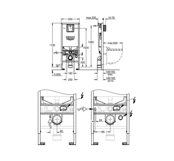BUILT-IN BOILER FOR SINGLE BRICK GROHE 39598 grohe Sanitary Ware - AGGELOPOULOS SANITARY WARE S.A.
