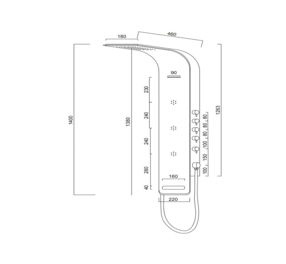 ASTREA BLACK MATT 4-expense Back Column SHOWER COLUMN - HYDROMASSAGE