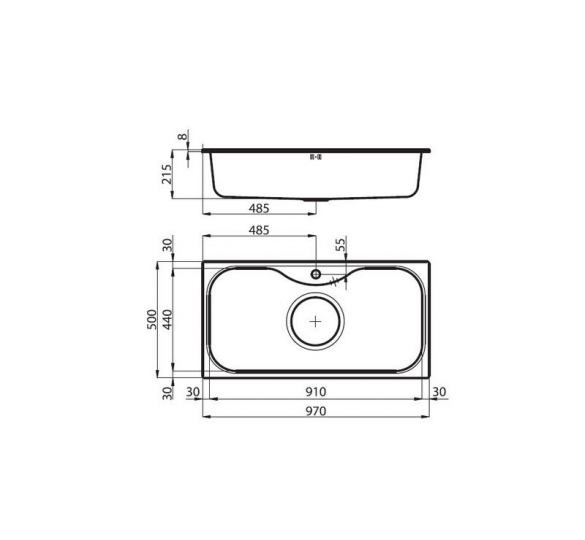 URAGANO sink 97 x 50 x 21.5 cm inlaid  cm smooth inox 18/10 STAINLESS SINK