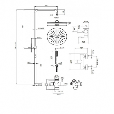 NEW TECK BLACK MATT faucer showerhead 12065-400