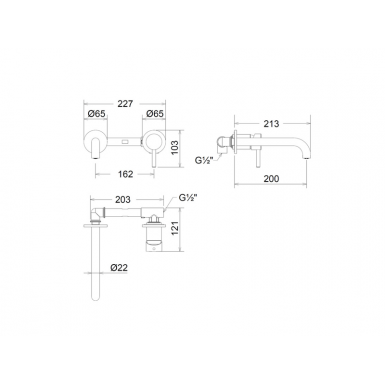 NEW TECK INOX μπαταρία νιπτήρα εντοιχισμού 2 οπών 12208-110