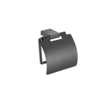 ACADEMIA toilet roll holder with cover graphite dark