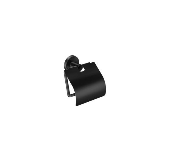ERGON project toilet roll holder with cover black matt ERGON BLACK MATT