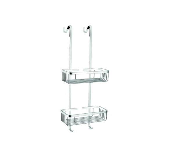 SANCO DOUBLE HANG-UP BASKET FOR SHOWER CABIN CHROME 26.5X23.5X63.5 CM GLASS DOOR HANDLES & DOOR STOP Sanitary Ware - AGGELOPOULOS SANITARY WARE S.A.