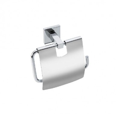 CUBE toilet roll holder with lid chrome