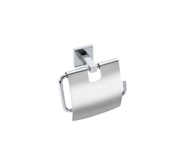CUBE toilet roll holder with lid chrome cube