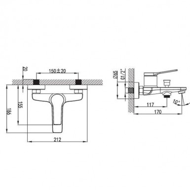 ANDARE WNX238073C mixer tap for bathtub chrome
